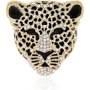 image:imageVintage Shiny Rhinestone Leopard Head Brooches for Women Unisex Animal Pins Casual Accessories GiftsGoldenLarge