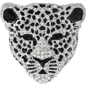 image:imageVintage Shiny Rhinestone Leopard Head Brooches for Women Unisex Animal Pins Casual Accessories GiftsSilverLarge