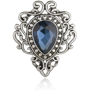 image:imageVintage Silver Color Mens Brooches for Women Lovely Water Drop Badge Flame Crystal Brooch Lapel Pins Fashion JewelryBlue