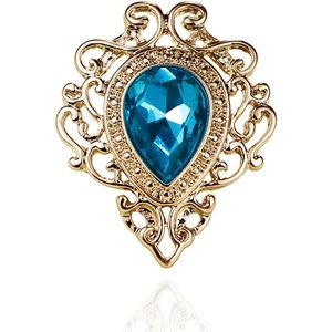 image:imageVintage Silver Color Mens Brooches for Women Lovely Water Drop Badge Flame Crystal Brooch Lapel Pins Fashion JewelryGold Blue