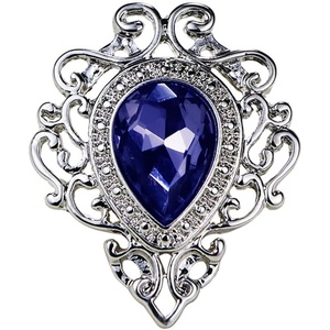 image:imageVintage Silver Color Mens Brooches for Women Lovely Water Drop Badge Flame Crystal Brooch Lapel Pins Fashion JewelrySilverDark Blue