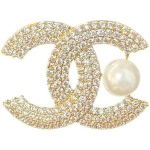 image:imageWomen rhinestone faux pearl brooch elegant crystal lapel pin alloy decorative brooch for coat blazer dressGold