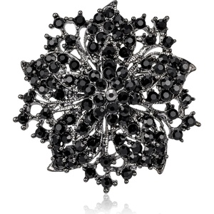 image:imageWomens Flowershape Statement Brooch Pin Crystal Brooch for WomenBlack