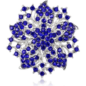 image:imageWomens Flowershape Statement Brooch Pin Crystal Brooch for WomenBlue