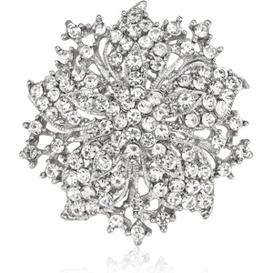 image:imageWomens Flowershape Statement Brooch Pin Crystal Brooch for WomenClear