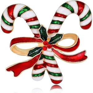 image:imagecoadipress Christmas Brooch Pins for Women Cute Crystal Christmas Tree Snowflake Reindeer Jingle Bell Animal Candy Bow Brooches Xmas Holiday Party GiftsCandy Cane