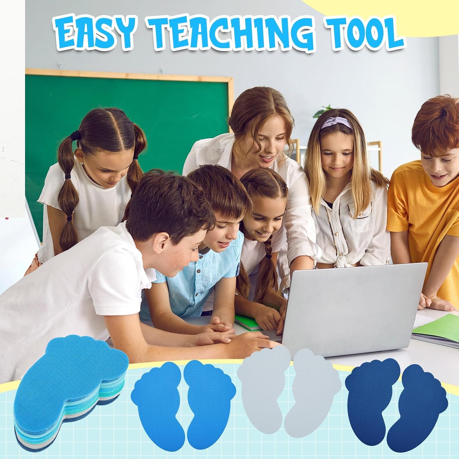 image:imageOutus 48 Pcs Carpet Foot Spots Markers for Classroom Floor Classic ColorBlue Series
