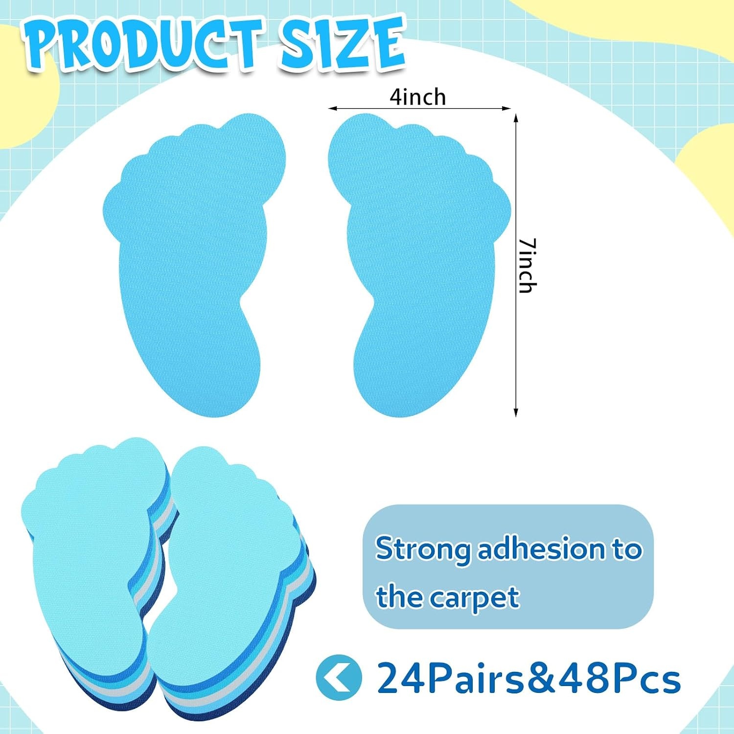 image:imageOutus 48 Pcs Carpet Foot Spots Markers for Classroom Floor Classic ColorBlue Series