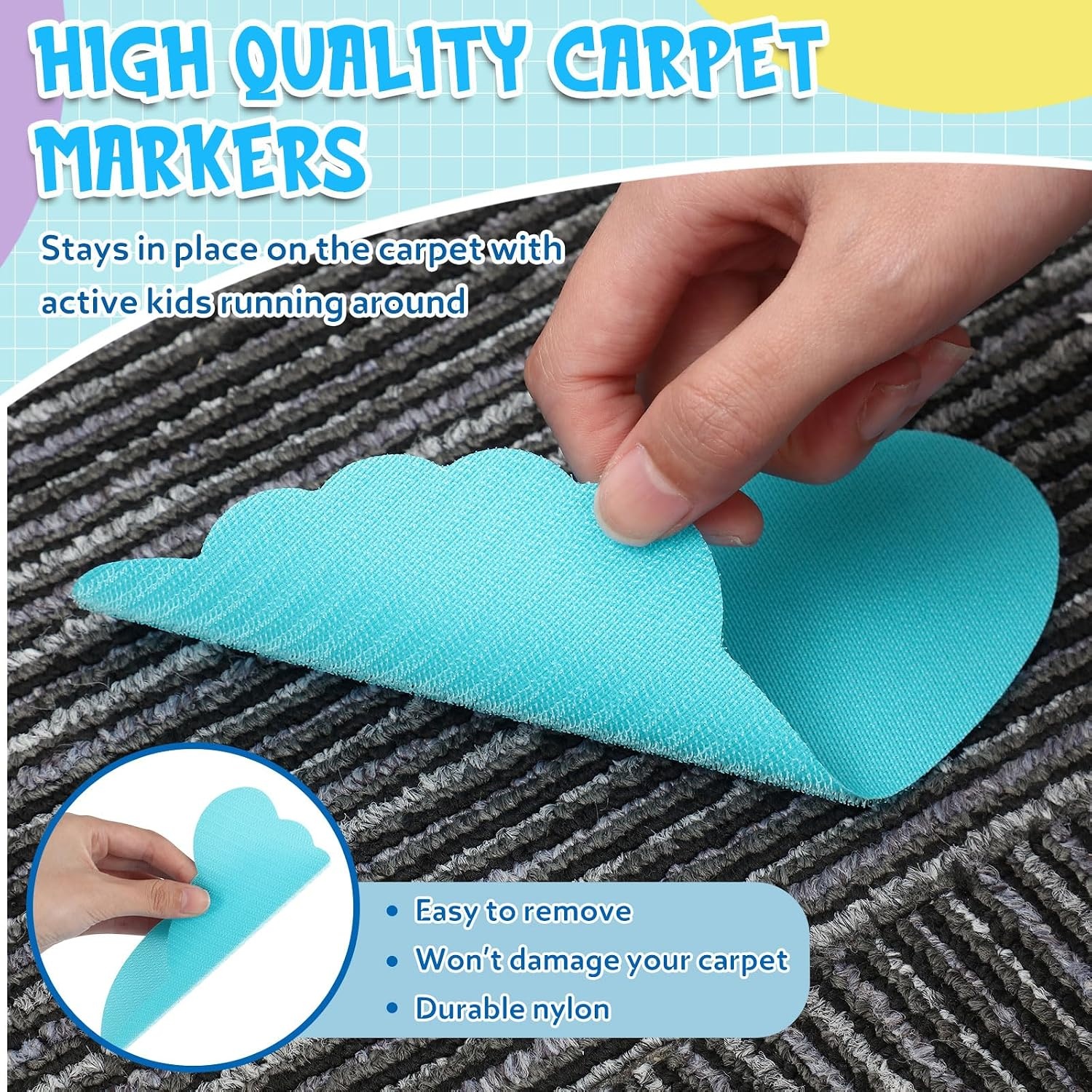 image:imageOutus 48 Pcs Carpet Foot Spots Markers for Classroom Floor Classic ColorBlue Series