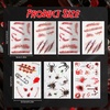 image:imageOutus Halloween Blood Splatter TShirt 7 Sheet Tattoo Sticker Kit MediumXLarge