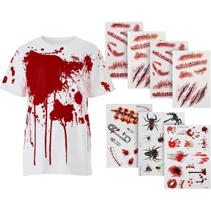 image:imageOutus Halloween Blood Splatter TShirt 7 Sheet Tattoo Sticker Kit MediumMedium