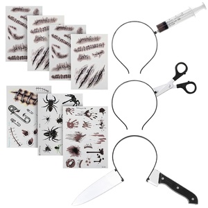 image:imageOutus 3 Pcs Scary Halloween Headband Set with 7 Fake Stickers