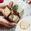 image:imageOutus 500 Merry Christmas Sticker Circle Label 14 Transparent and SilverTransparent