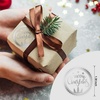 image:imageOutus 500 Merry Christmas Sticker Circle Label 14 Transparent and SilverTransparent With Silver