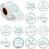 image:imageOutus 500 Merry Christmas Sticker Circle Label 14 Transparent and SilverTransparent Colorful