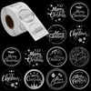 image:imageOutus 500 Merry Christmas Sticker Circle Label 14 Transparent and SilverTransparent With Silver