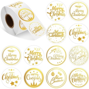 image:imageOutus 500 Merry Christmas Sticker Circle Label 14 Transparent and SilverTransparent
