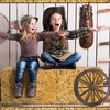 image:imageOutus 8 Pcs Hay Bales Boxes Decor with Wooden Wagon Wheels Fake Hay Stack