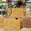 image:imageOutus 8 Pcs Hay Bales Boxes Decor with Wooden Wagon Wheels Fake Hay Stack
