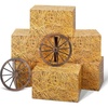 image:imageOutus 8 Pcs Hay Bales Boxes Decor with Wooden Wagon Wheels Fake Hay Stack