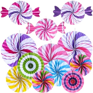 image:imageOutus 12 Pcs Candy Hanging Fans Party Decorations Pink SwirlPink