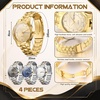 image:imageOutus 4 Pcs Mens Watches Set Gift Business Dress Luxury Casual Waterproof Stainless Steel Band Quartz Wristwatches Big Face Date Watches Men Gift Ideal for Wedding Fathers Day