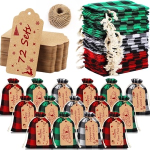 image:imageOutus 81 Pcs Christmas Buffalo Plaid Drawstring Gift Bags with Tags173