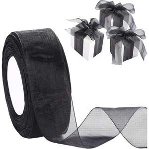 image:imageOutus Red Sheer Organza Ribbon 16 Inch 49 Yards Chiffon RibbonBlack